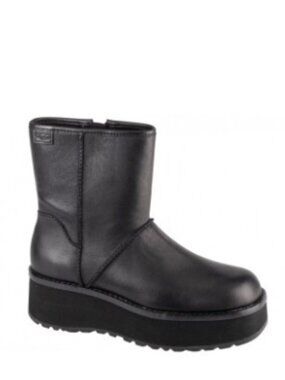 UGG Black Leather Platform Ankle Boots Size 9